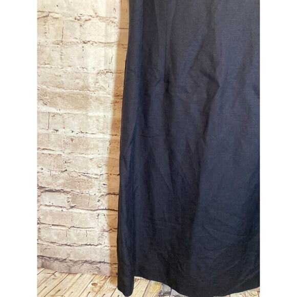 Lennie NY Dress Womens 12 Midi Linen Neon Green Black Colorblock Sheath Zip Up - Picture 3 of 12